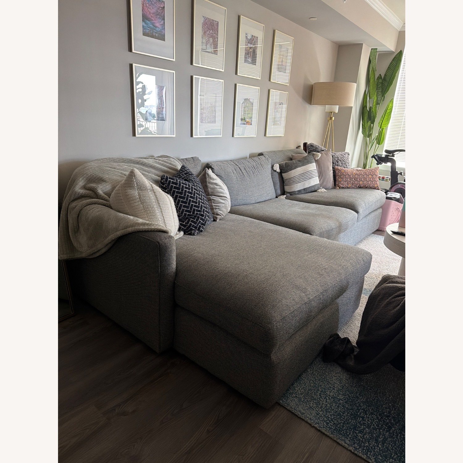 Crate & Barrel Lounge Light Gray 2 Piece Sectional - image-2