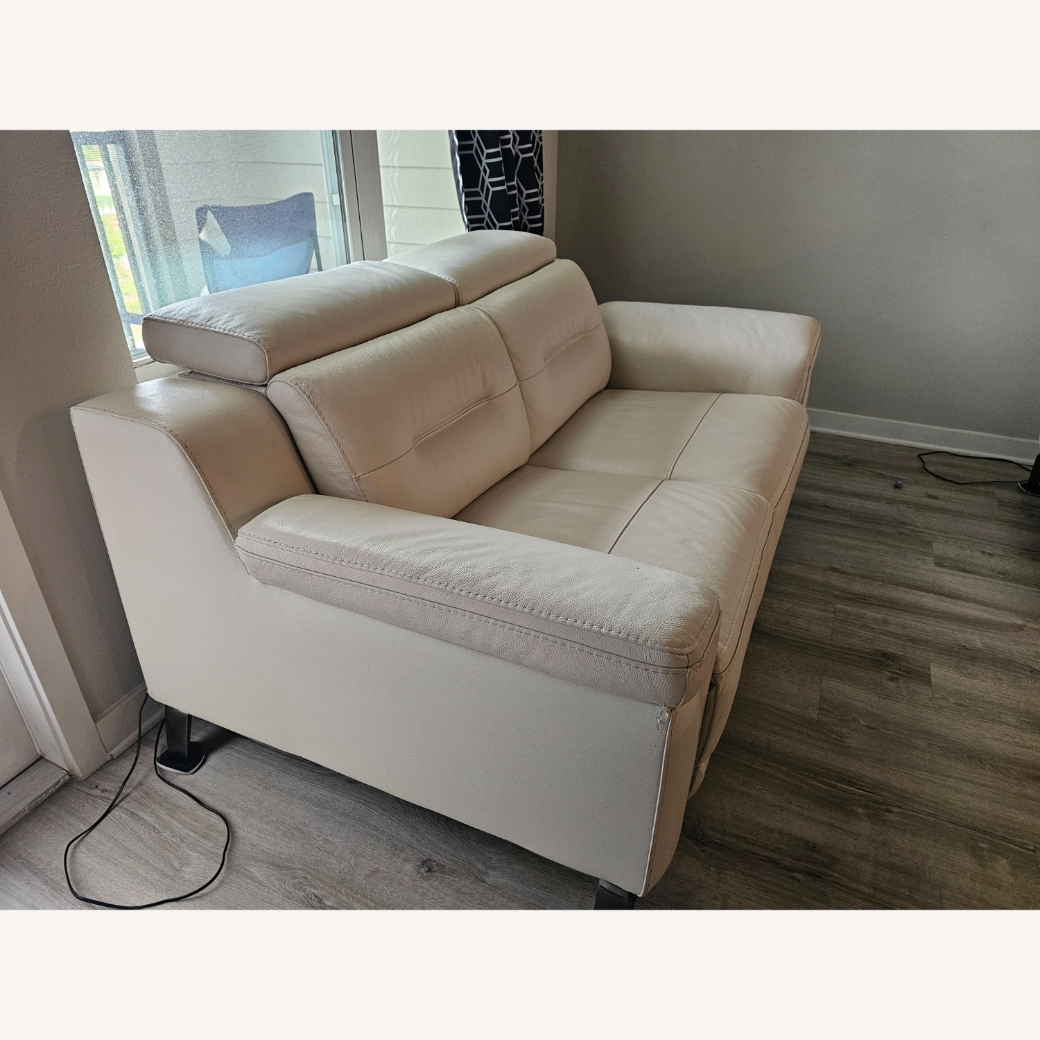 Rooms To Go  White Leather Loveseat - image-2
