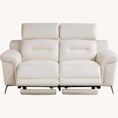 Used Rooms To Go White Leather Loveseat for sale on AptDeco