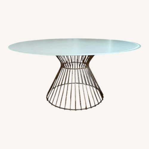 Used Custom Transparent Glass Oblong Dining Table for sale on AptDeco