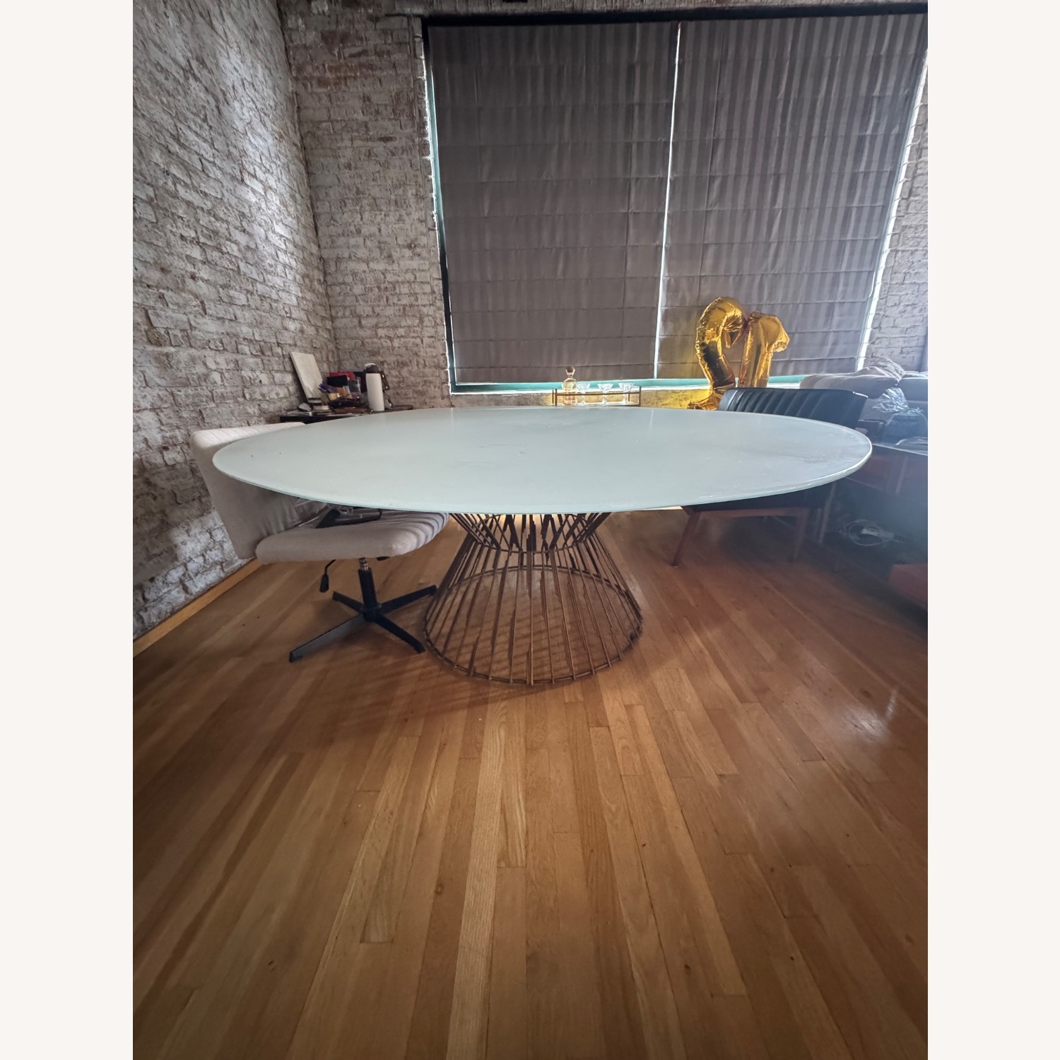 Custom Transparent Glass Oblong Dining Table - image-5
