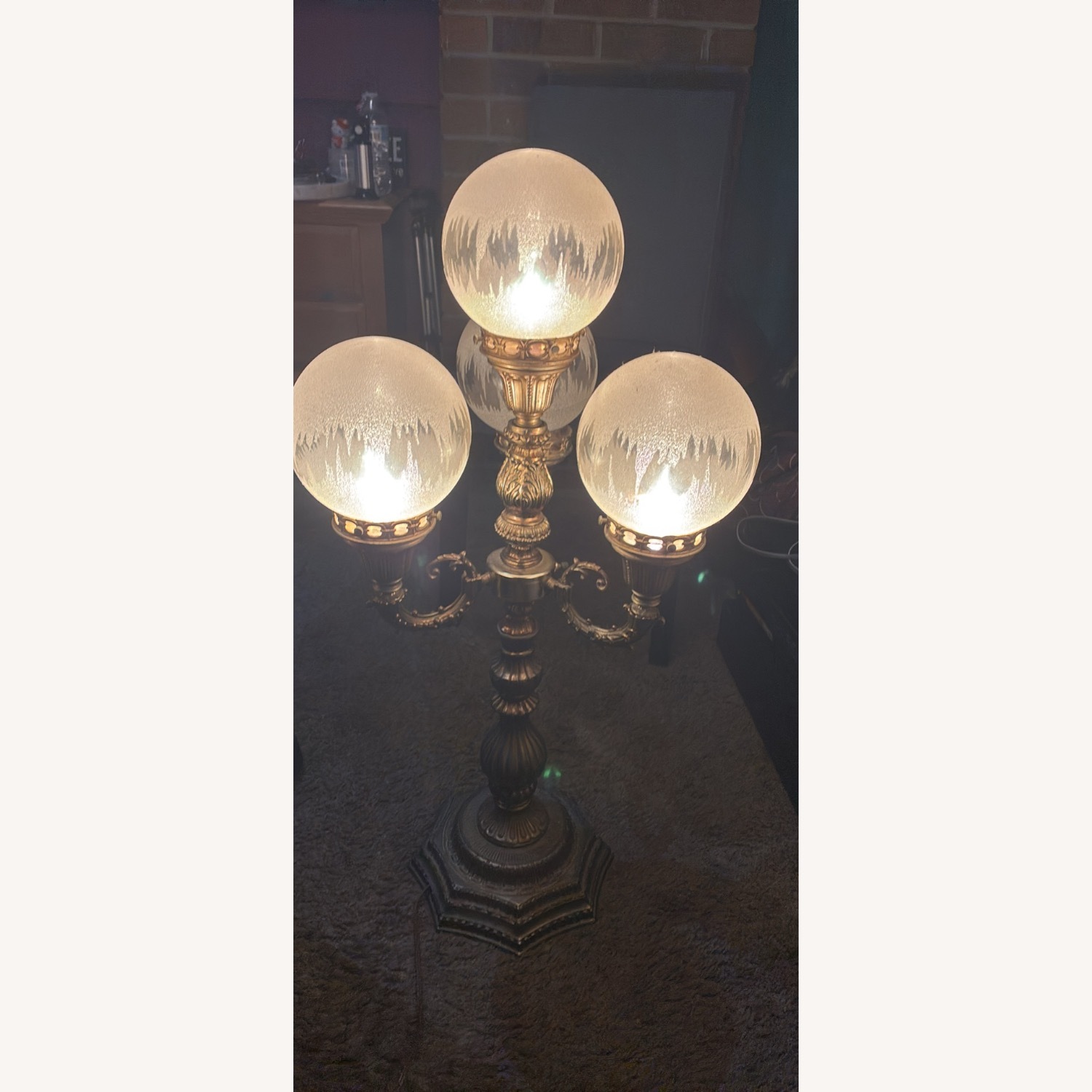 Gold Vintage Candelabra Lamp - image-1