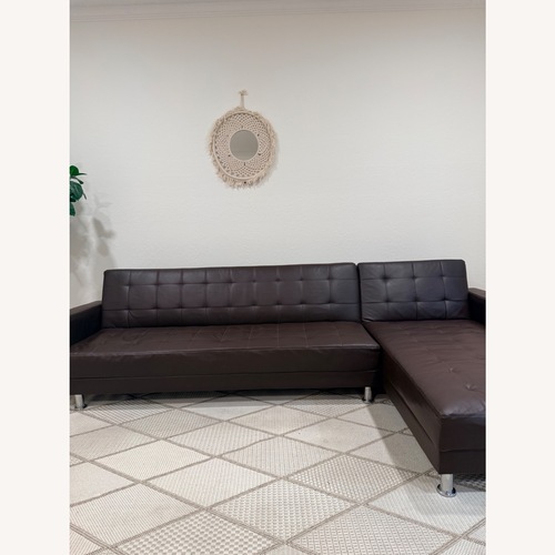 Used IKEA Dark Brown Faux Leather 2 Piece Sofa for sale on AptDeco