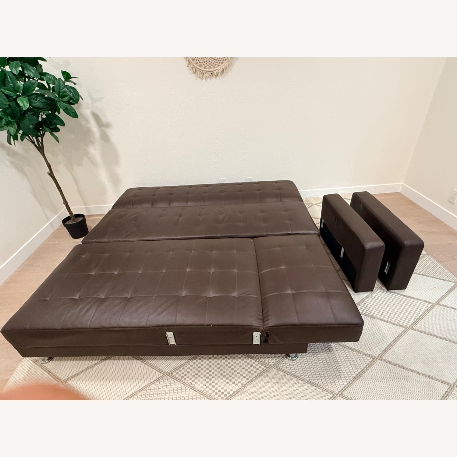 IKEA Dark Brown Faux Leather 2 Piece Sofa - image-5