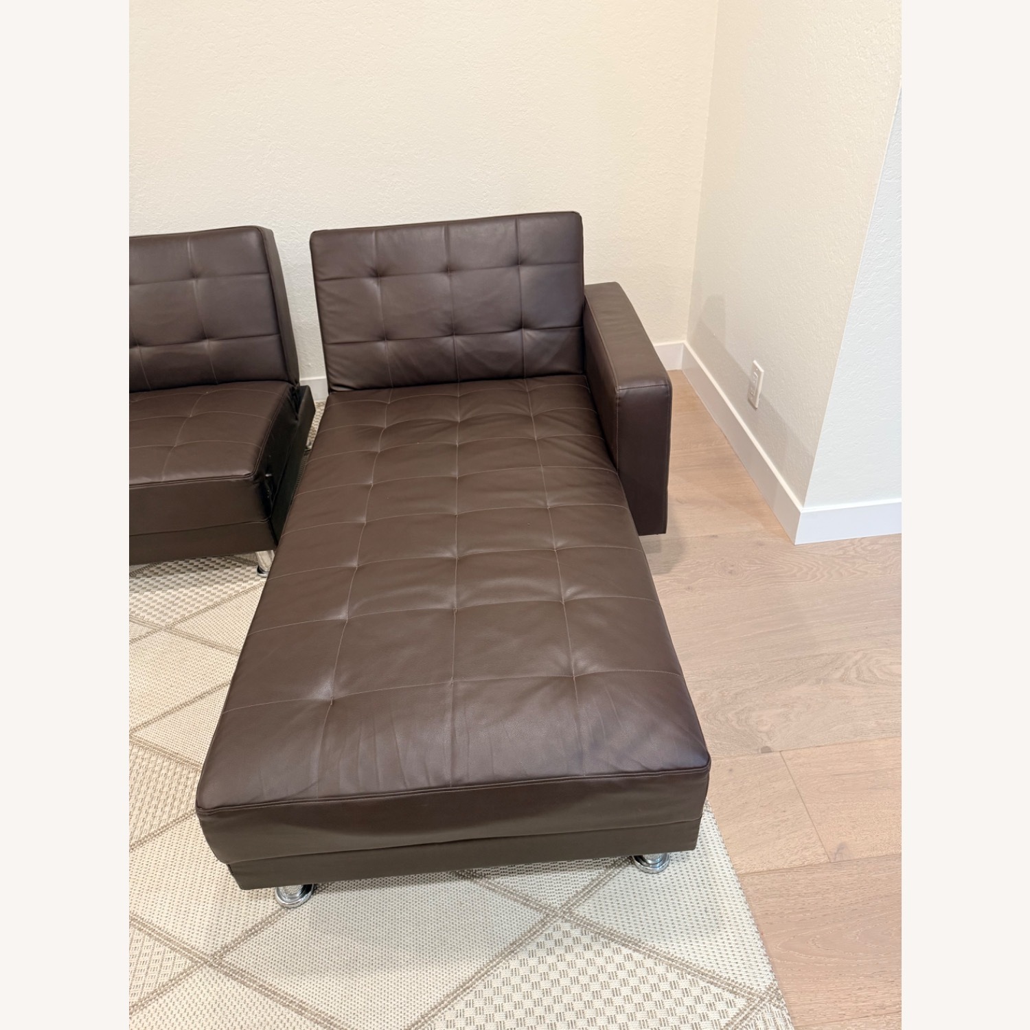 IKEA Dark Brown Faux Leather 2 Piece Sofa - image-3