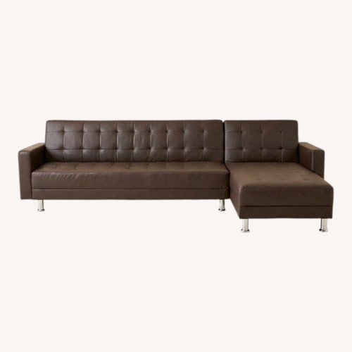 Used IKEA Dark Brown Faux Leather 2 Piece Sofa for sale on AptDeco