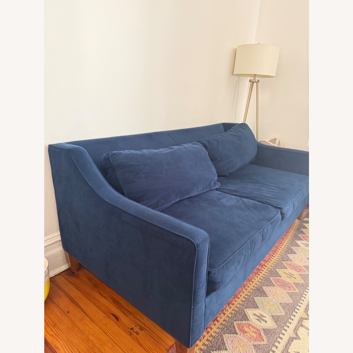 West Elm Paidge Blue Velvet 2 Seater Sofa - image-2