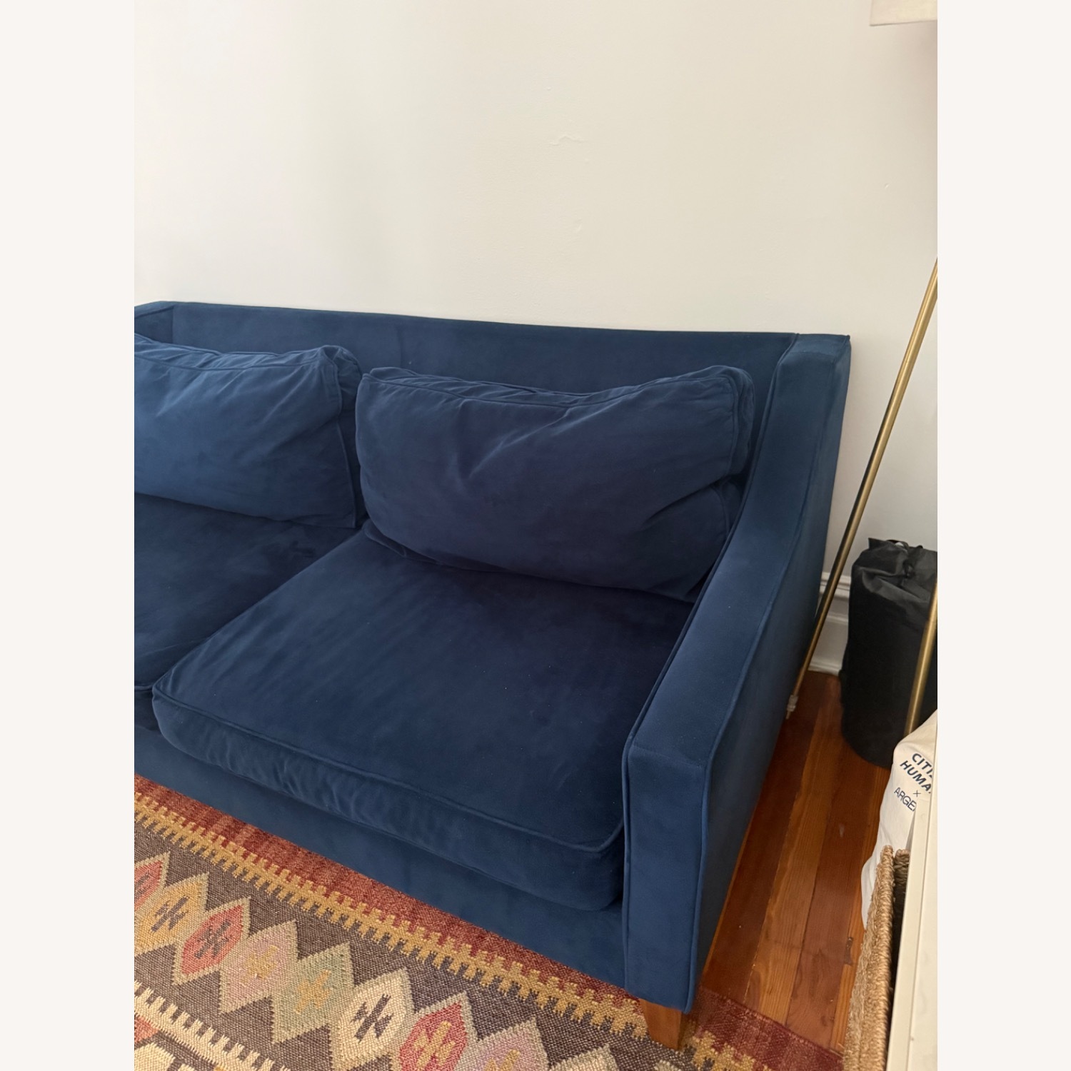 West Elm Paidge Blue Velvet 2 Seater Sofa - image-3