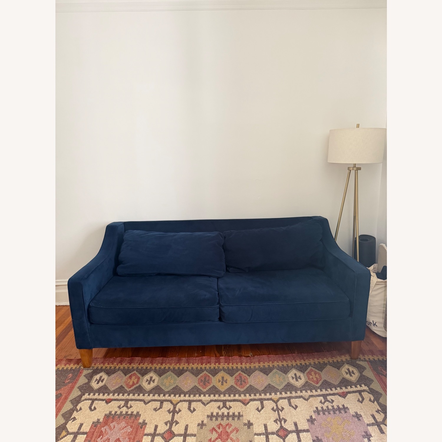 West Elm Paidge Blue Velvet 2 Seater Sofa - image-1