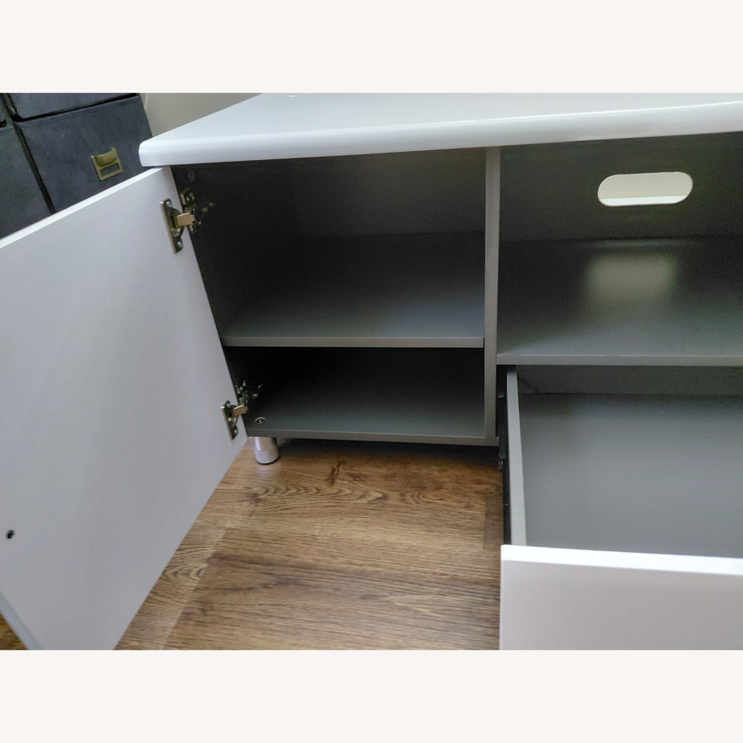 White Lacquer Media Storage - image-8