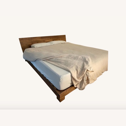 Used CB2 Dondra Teak Dark Brown Wood King Bed for sale on AptDeco