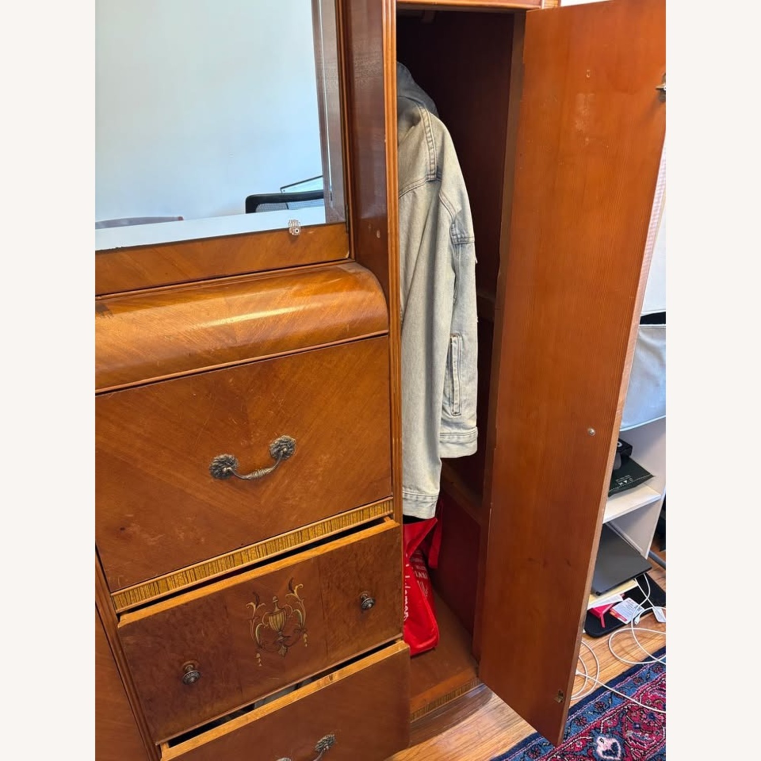 Vintage/Antique Dark Brown Wood Armoire - image-5