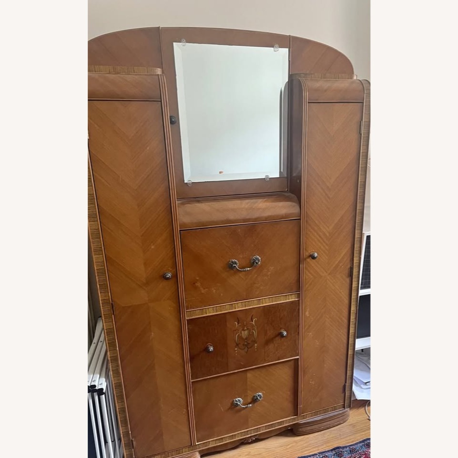Vintage/Antique Dark Brown Wood Armoire - image-1