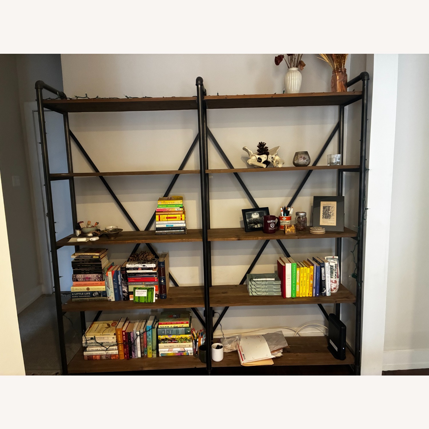 Metal Framed Wood Bookcase - image-6