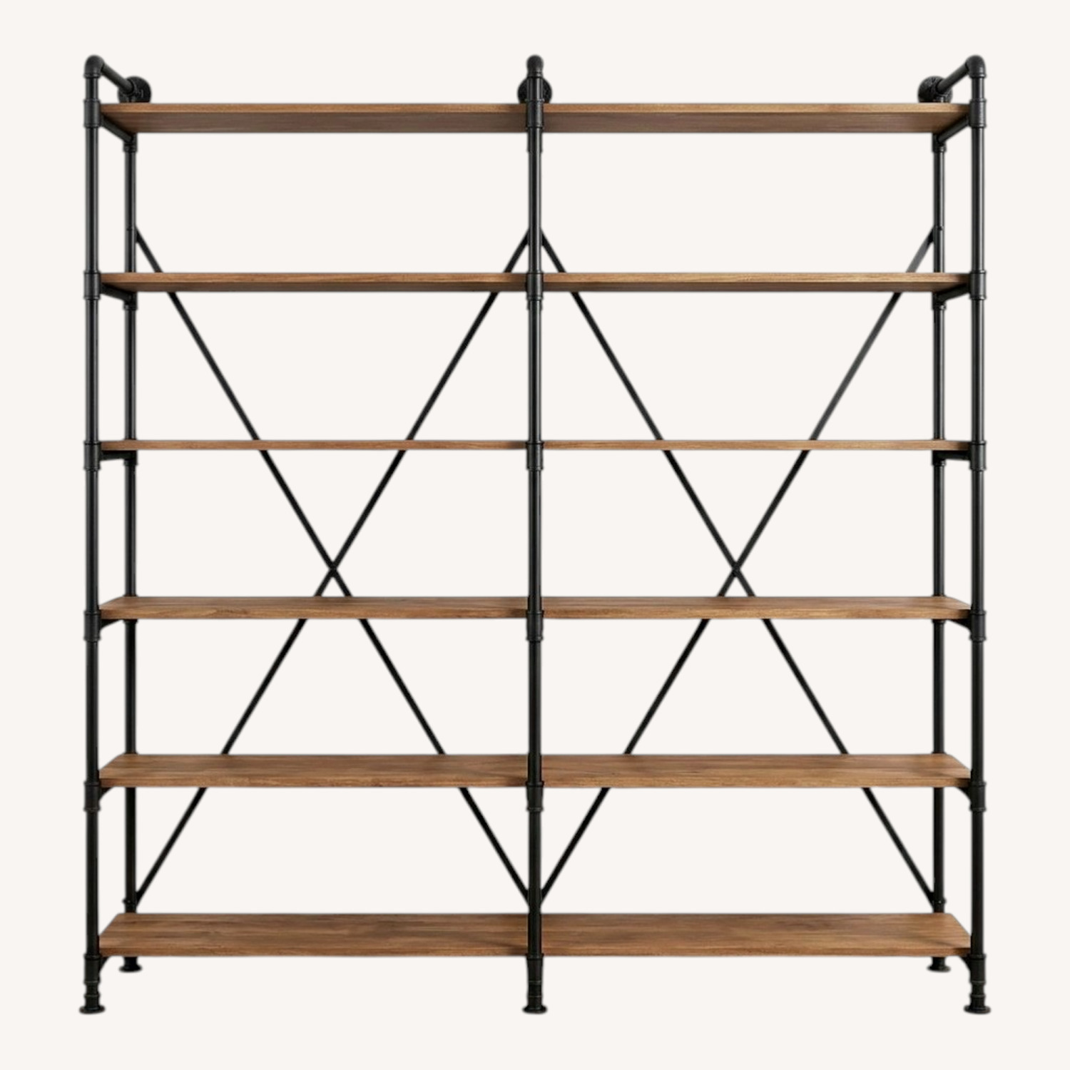Metal Framed Wood Bookcase - image-0