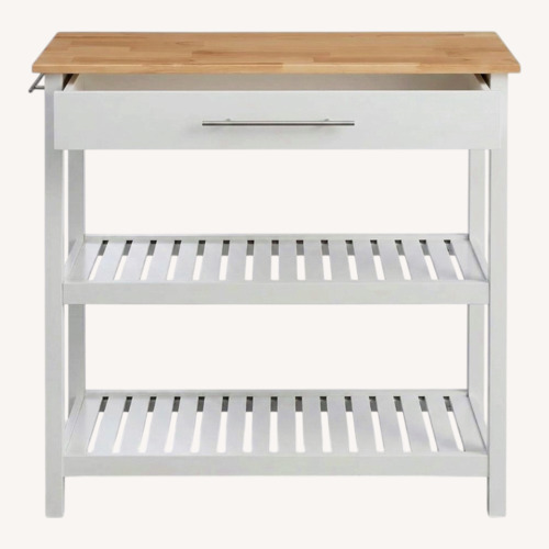 Used Overstock White Wood Bar Cart for sale on AptDeco