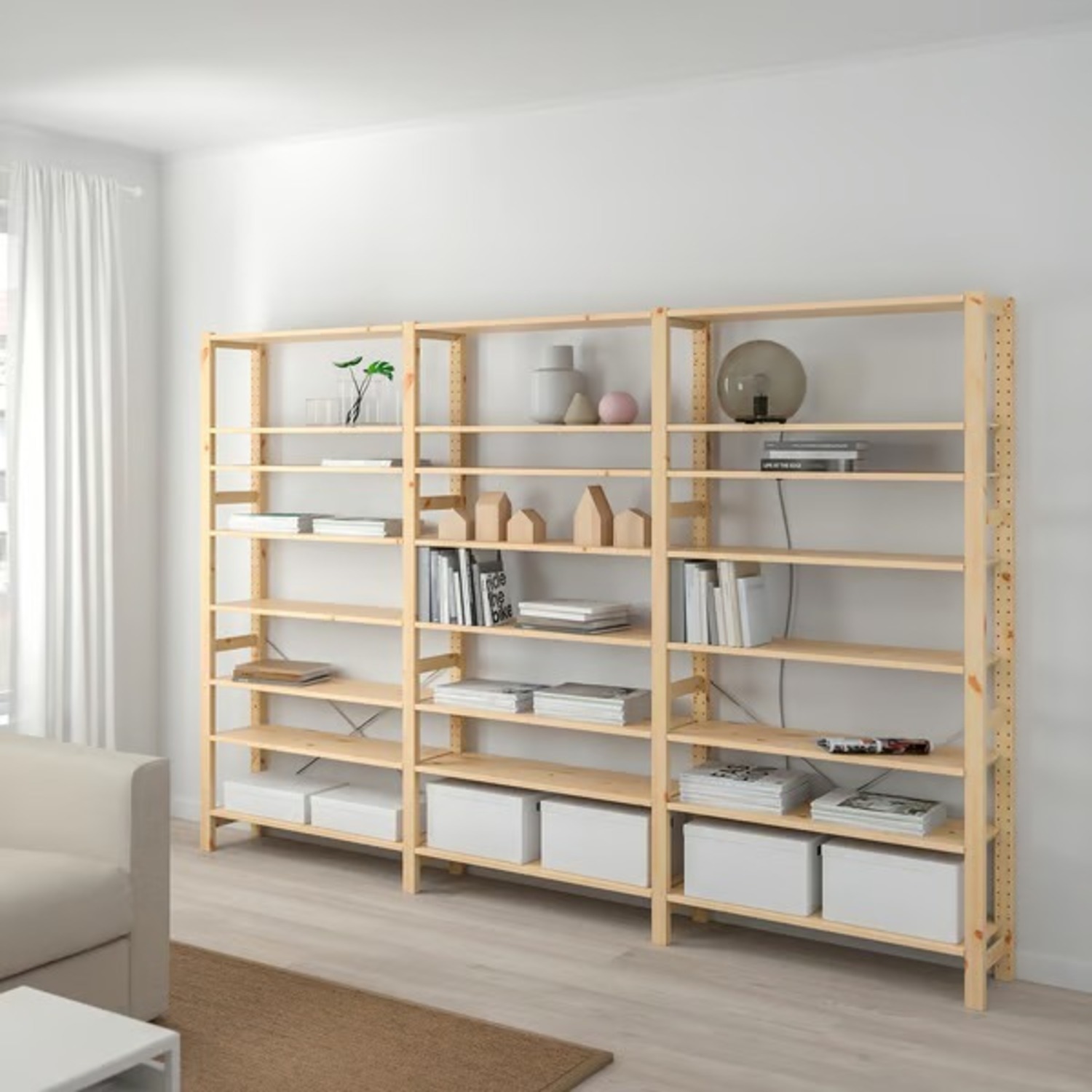 IKEA Ivar - Full 3 Section Shelving Unit, Pine - image-2