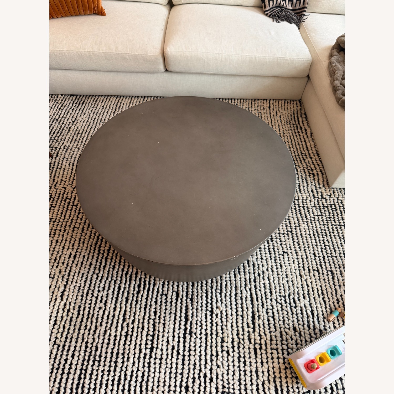 CB2 Cap 35" Grey Cement Coffee Table - image-3