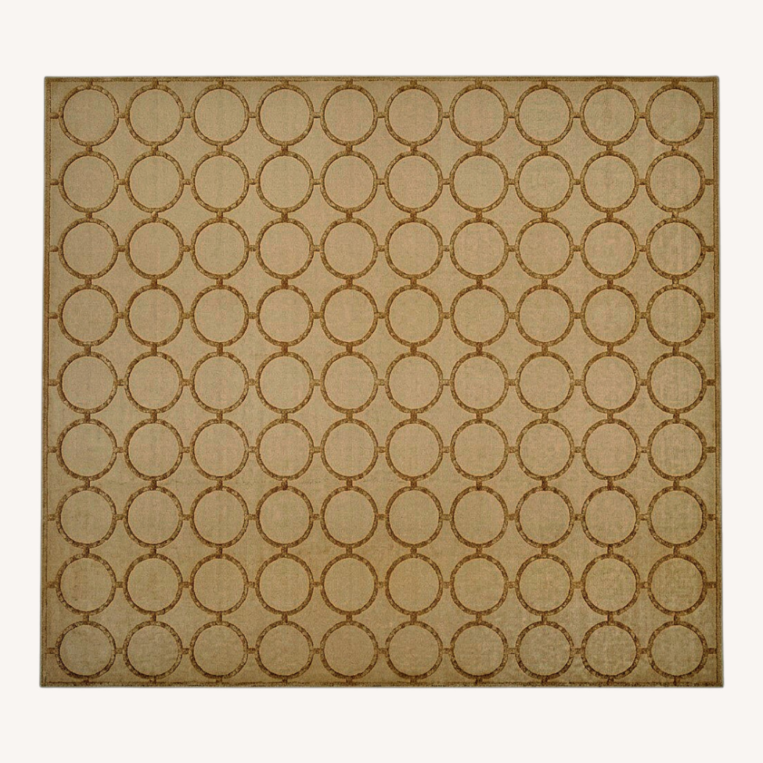 Gold/Cream Silk/Wool Geometric Rug 10' x 14' - image-0