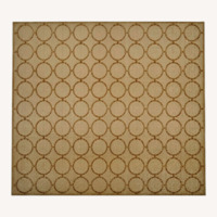 Gold/Cream Silk/Wool Geometric Rug 10' x 14'