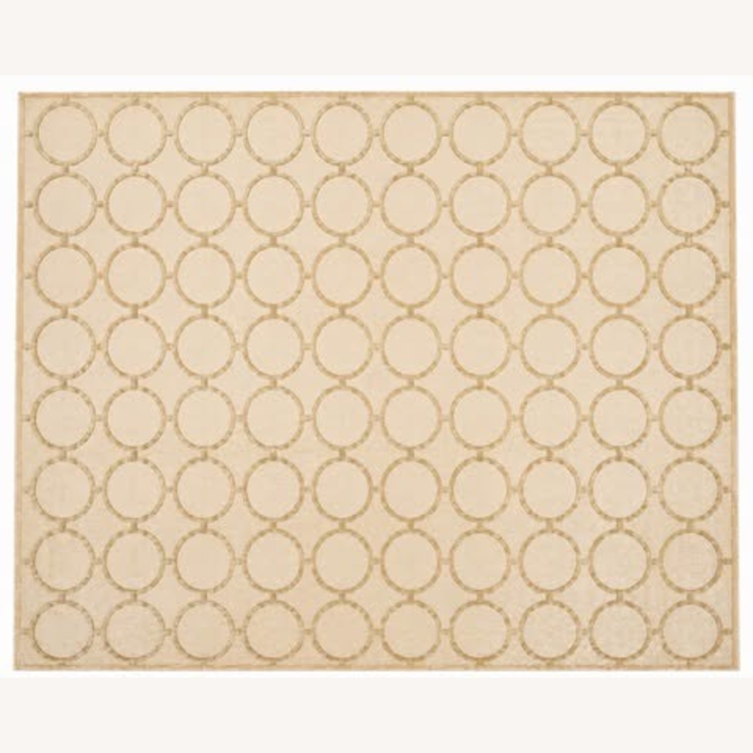Gold/Cream Silk/Wool Geometric Rug 10' x 14' - image-1