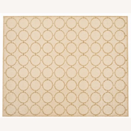 Used Gold/Cream Silk/Wool Geometric Rug 10' x 14' for sale on AptDeco