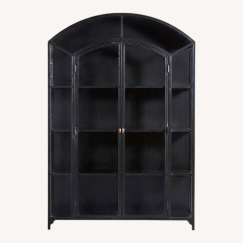 Used Crate & Barrel Black Metal & Glass Cabinet for sale on AptDeco