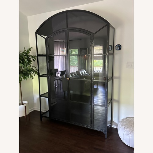 Used Crate & Barrel Black Metal & Glass Cabinet  for sale on AptDeco