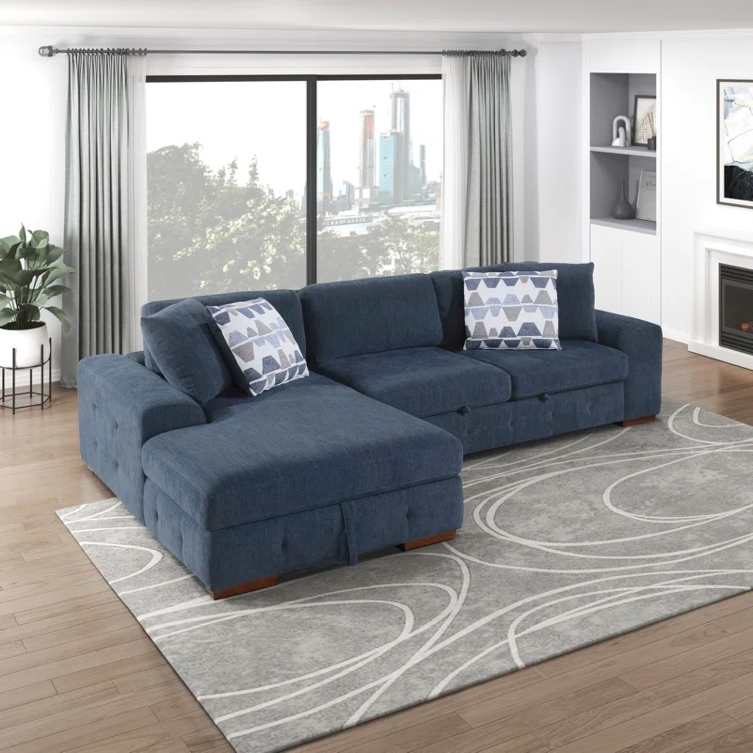 Wayfair Blue Fabric Sleeper Sofa - image-6