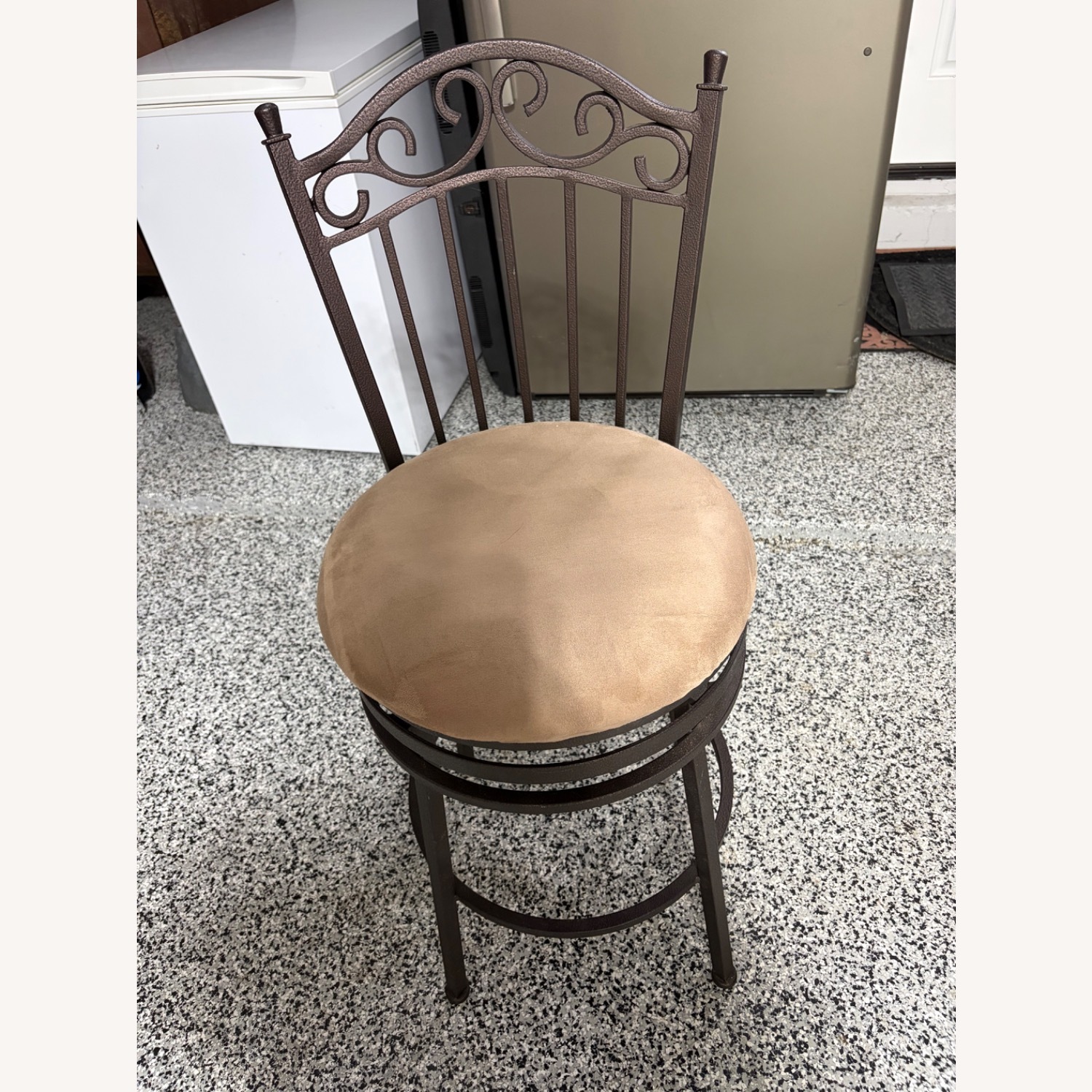 Dark Brown Suede Stools - image-1