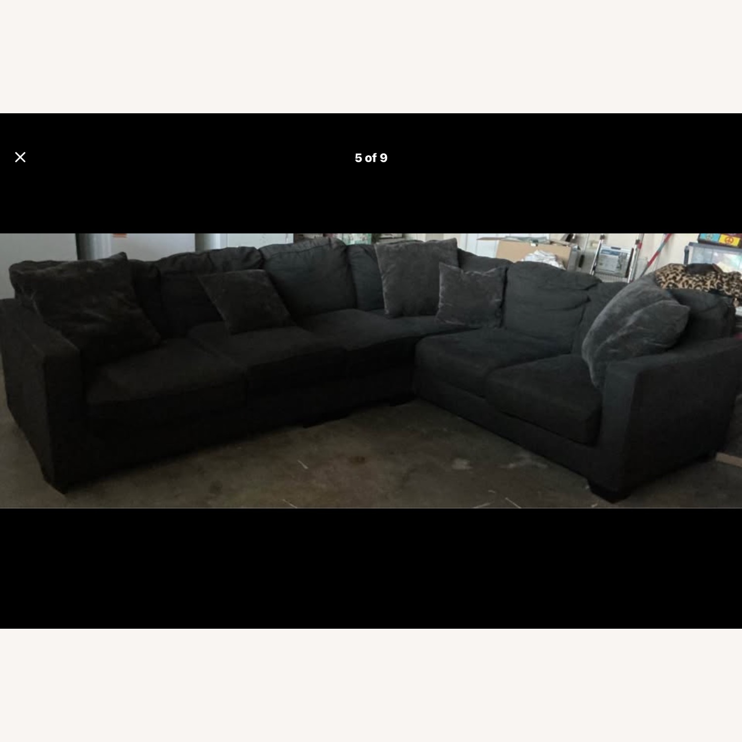 Black Fabric 3+ Piece Sectional - image-1