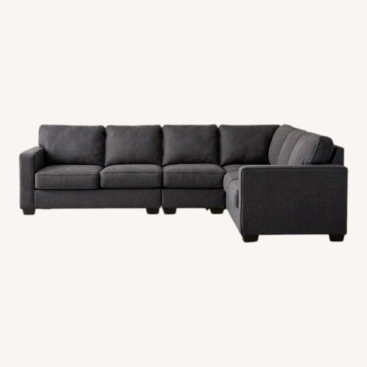 Black Fabric 3+ Piece Sectional - image-0