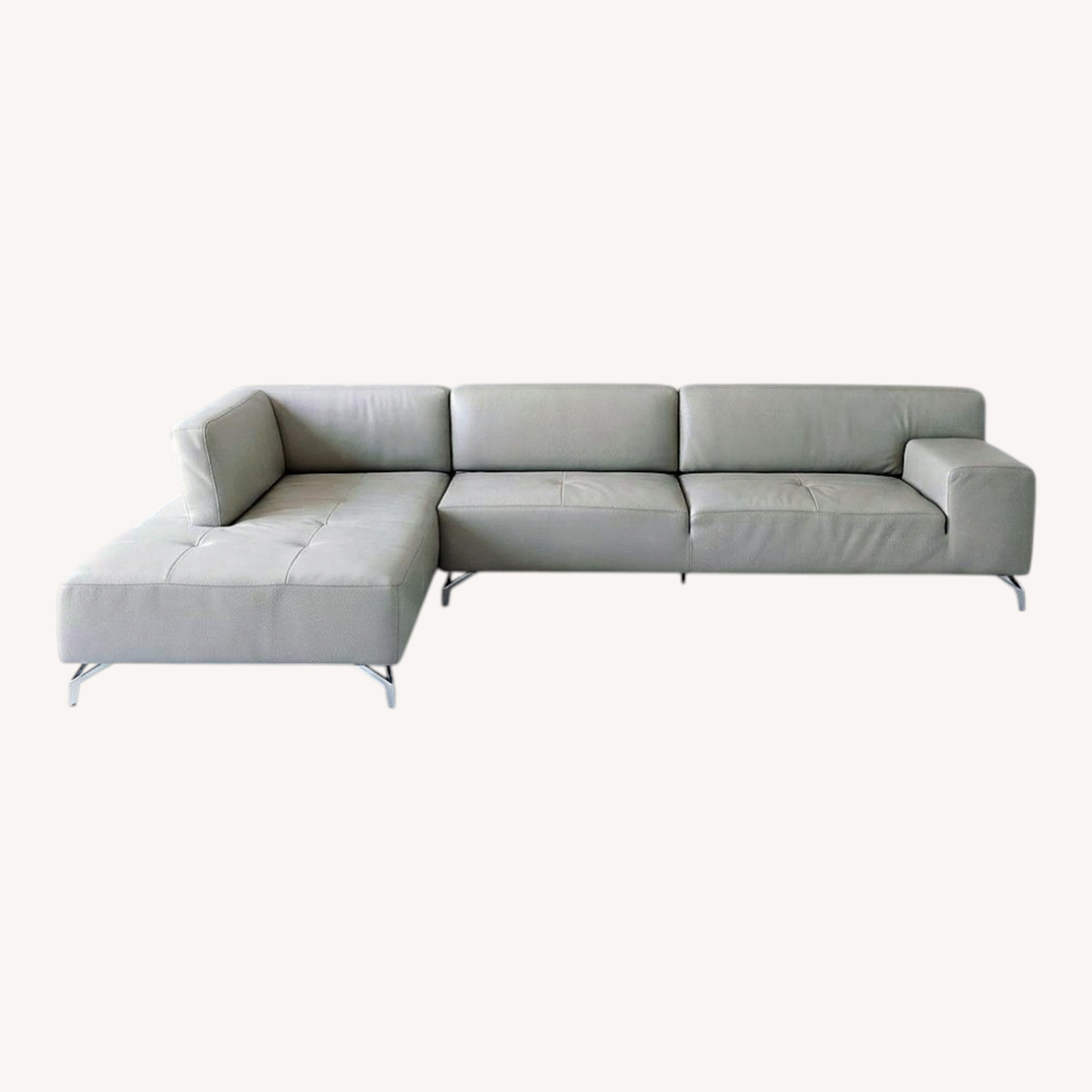 Cantoni Light Gray Leather 2 Piece Sectional - image-0