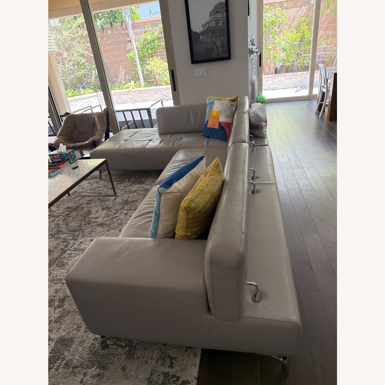 Cantoni Light Gray Leather 2 Piece Sectional - image-2