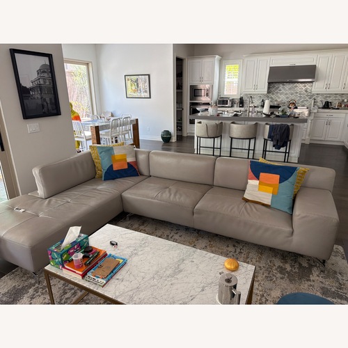 Used Cantoni Light Gray Leather 2 Piece Sectional for sale on AptDeco