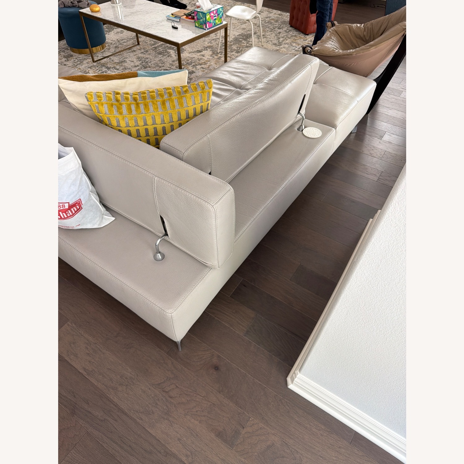 Cantoni Light Gray Leather 2 Piece Sectional - image-5