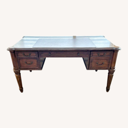 Used Ethan Allen Marco Dark Brown Wood Desk for sale on AptDeco