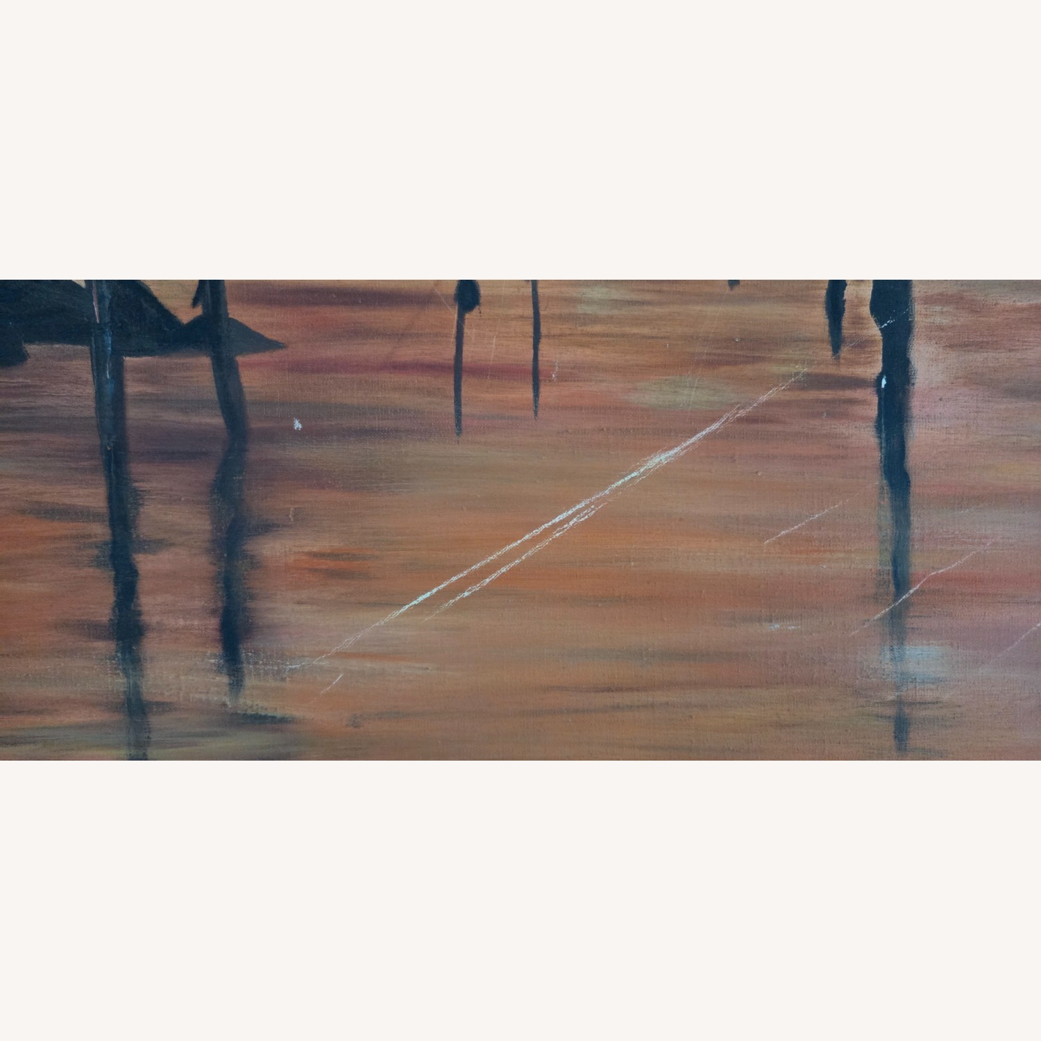 1960s Original Oil Painting Brutalist Seascape  - image-6