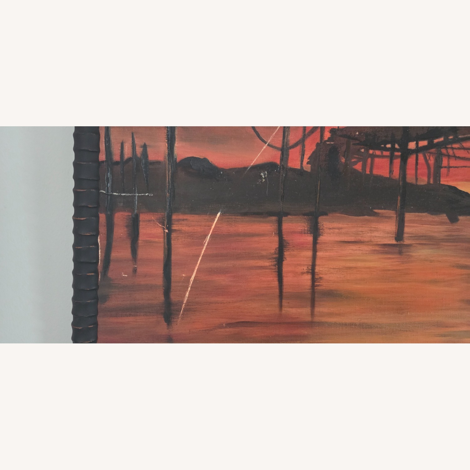 1960s Original Oil Painting Brutalist Seascape  - image-3