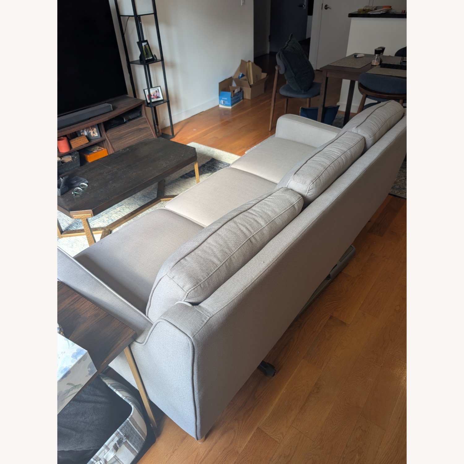 Mellow Natural Fabric 3 Seater Sofa - image-4