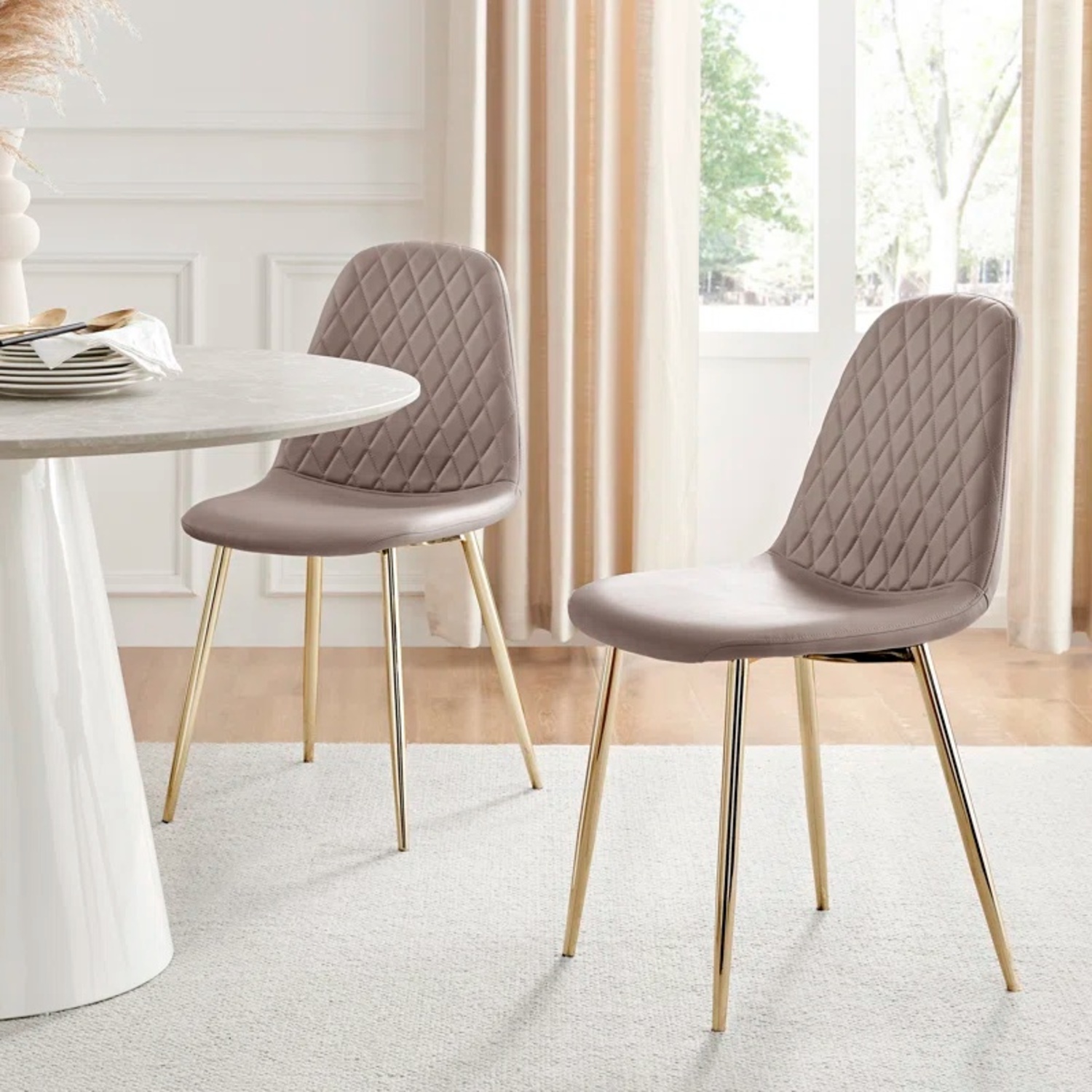 Wayfair Dining Table Leather Faux Chairs Set of 4 - image-4