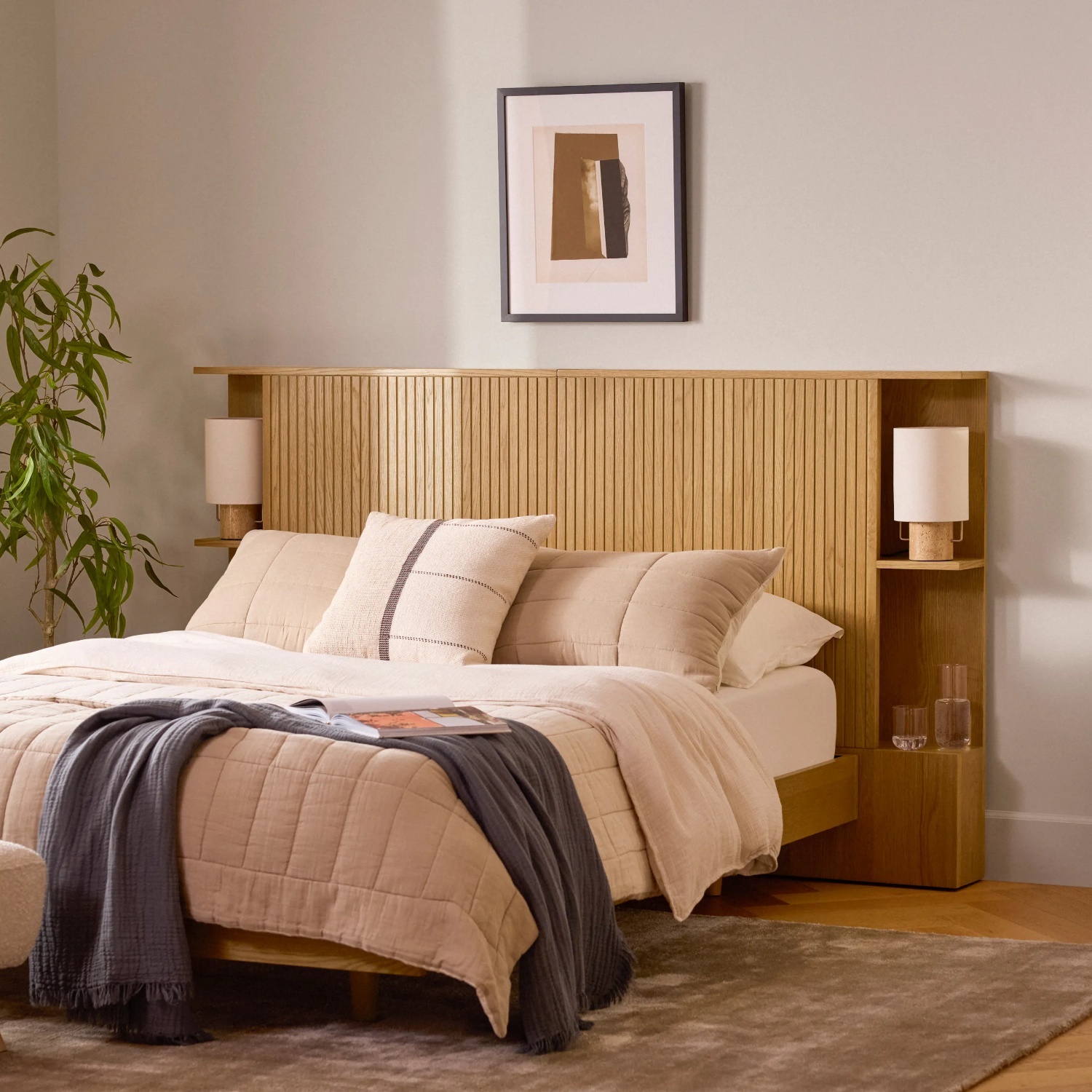 Article Queen Size Bed Headboard Oak - image-4