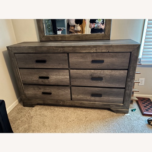 Used Dark Gray Dresser w Mirror for sale on AptDeco