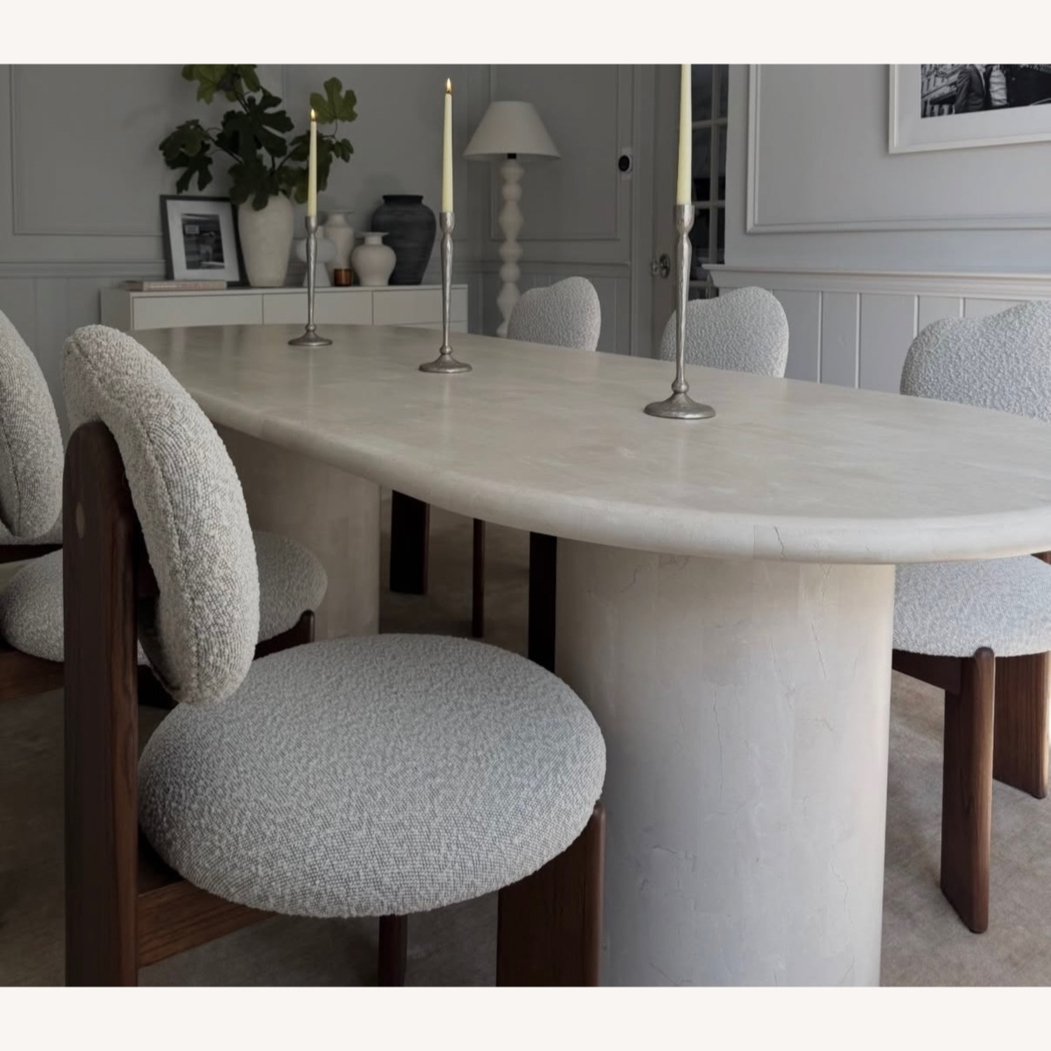 Paradis Oval Dining Table Spanish Beige Marble - image-2