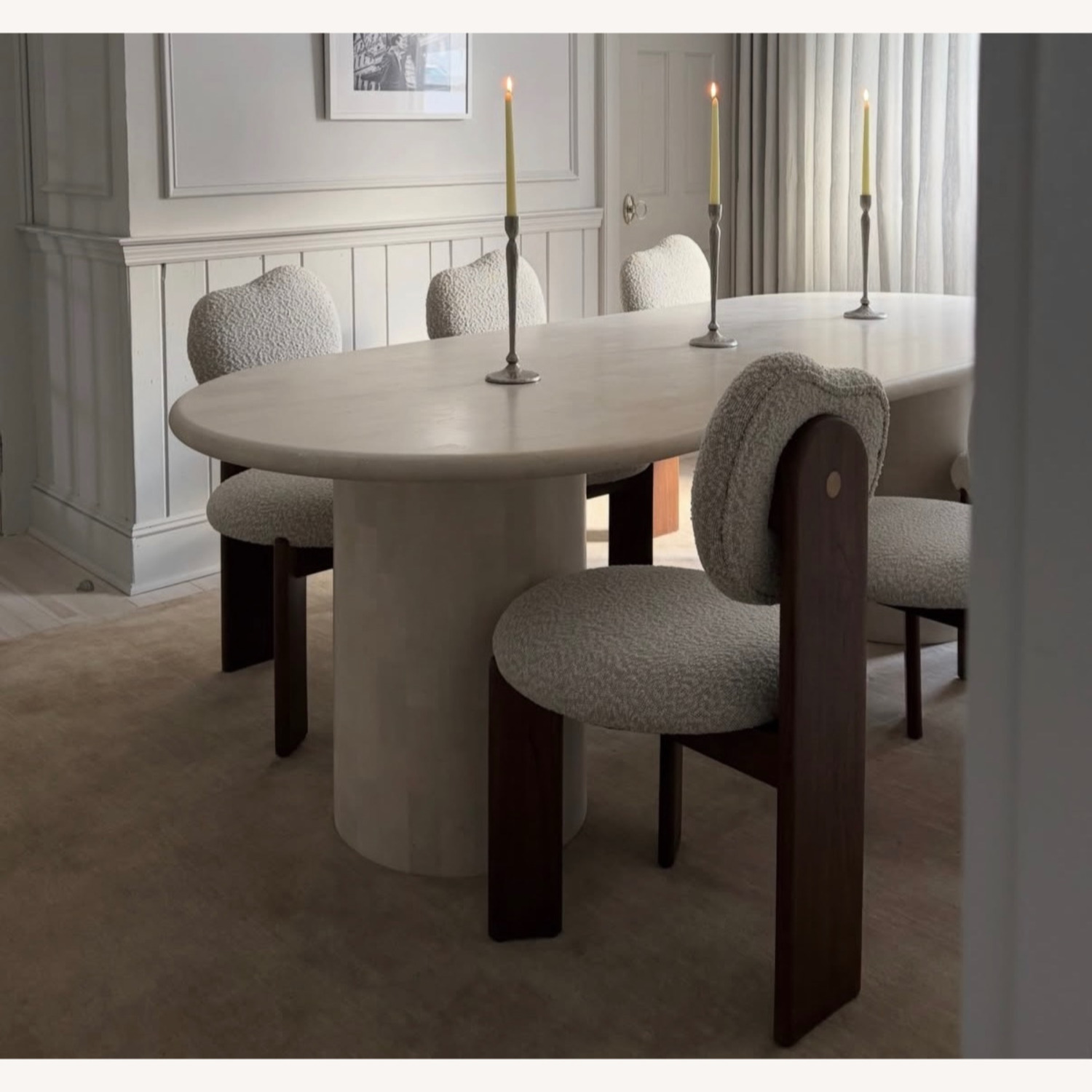 Paradis Oval Dining Table Spanish Beige Marble - image-1