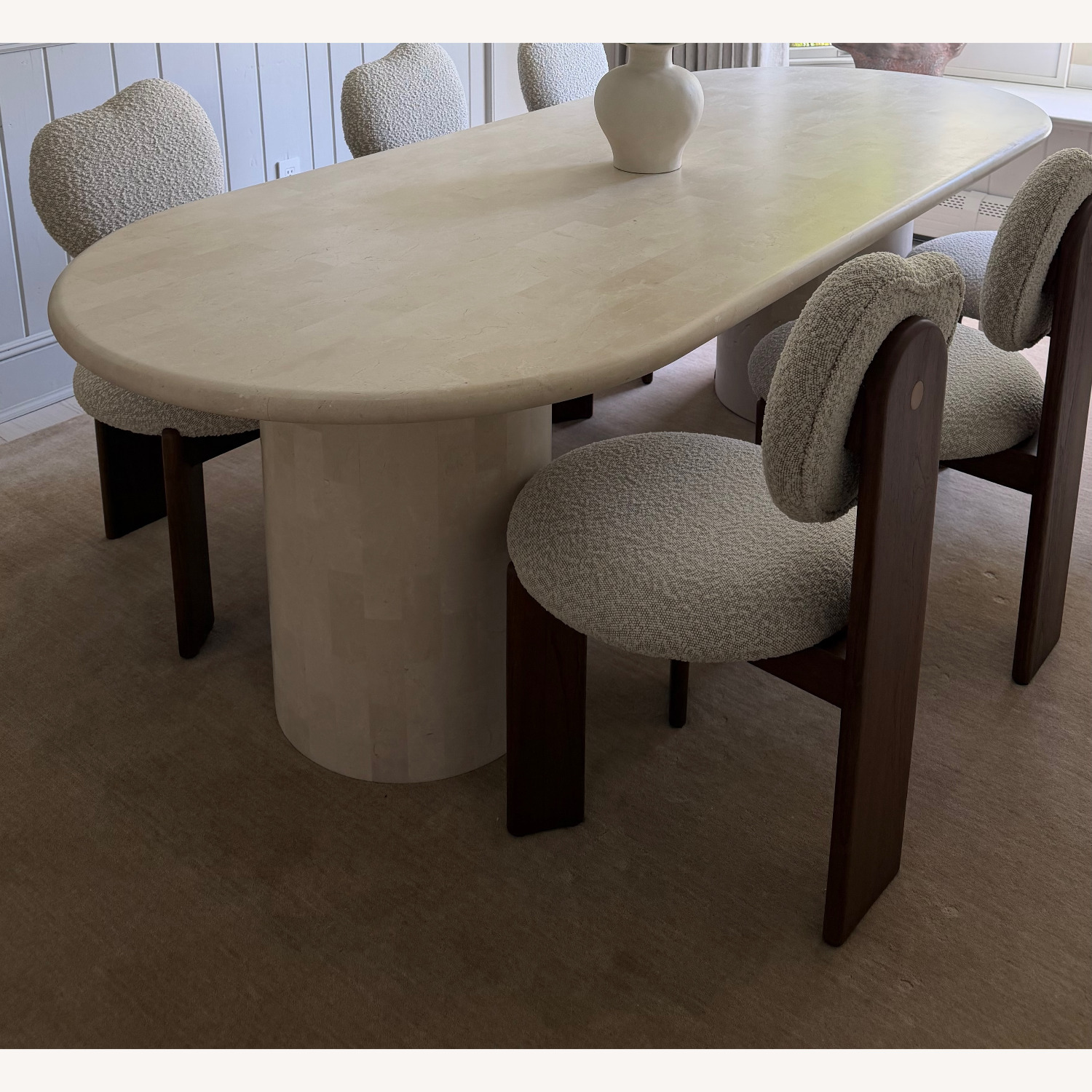 Paradis Oval Dining Table Spanish Beige Marble - image-4