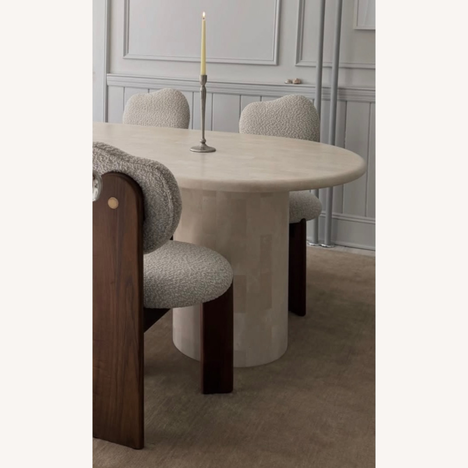 Paradis Oval Dining Table Spanish Beige Marble - image-3