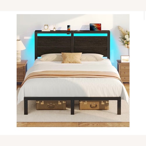 Used Amazon Dark Brown Wood Full Bed for sale on AptDeco