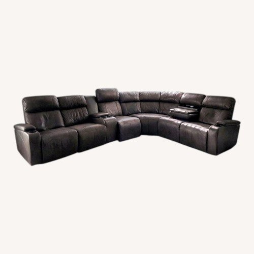 Used Dark Gray Leather 3+ Piece Sectional for sale on AptDeco