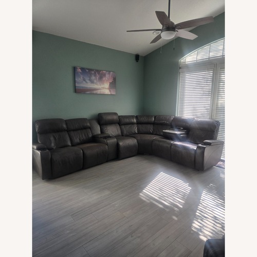 Used Dark Gray Leather 3+ Piece Sectional for sale on AptDeco